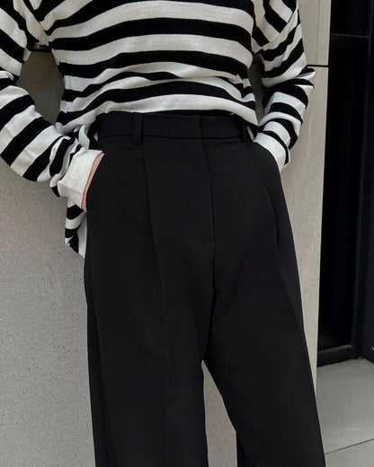Classic Formal Straight Leg Pants Spring and Summer Women's Versatile Casual Wear Loose Fit Office Tourism Darp Wide Leg Pants