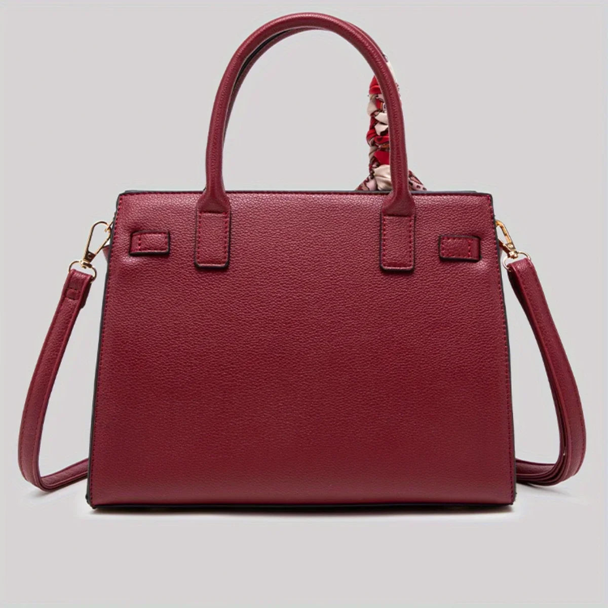 JIOMAY Women's PU Leather Solid Color Square Handbag Red Wedding Bag Lightweight Large Capacity Multi Layer Crossbody Bag