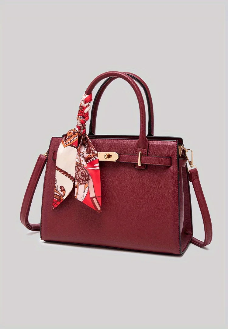 JIOMAY Women's PU Leather Solid Color Square Handbag Red Wedding Bag Lightweight Large Capacity Multi Layer Crossbody Bag