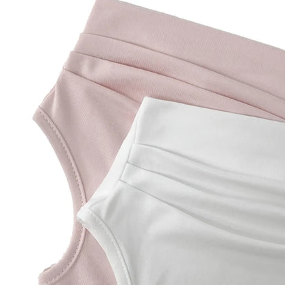 2 Piece Set Pleated Asymmetric Crop Top Woman T-shirts Strapless Top Female Sleeveless Sexy Tops Womens Cloth Fashion Streetwear