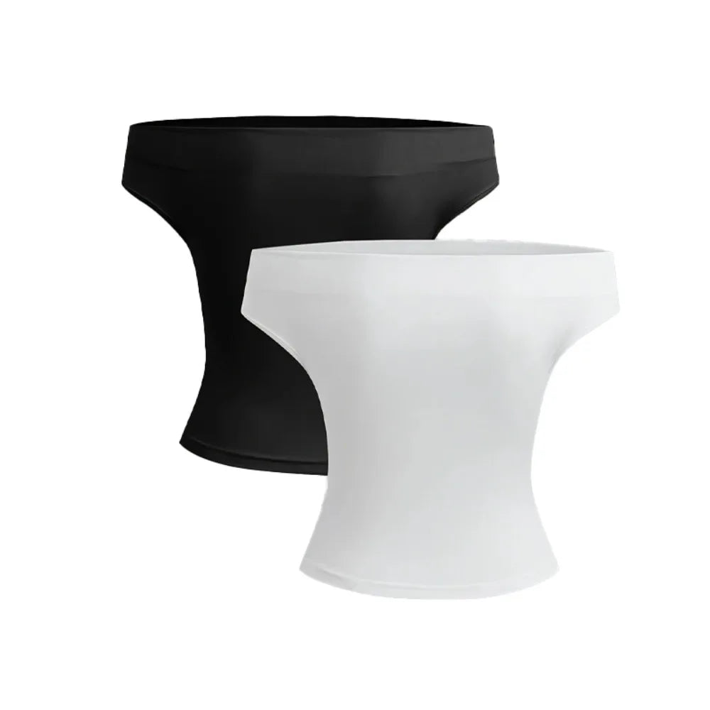 2 Piece Set Pleated Asymmetric Crop Top Woman T-shirts Strapless Top Female Sleeveless Sexy Tops Womens Cloth Fashion Streetwear