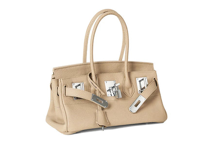 Women's Genuine Leather Fashion Handbag Top Handle Pure Color Casual Tote for Ladies Functional Commuting Shoulder Bags