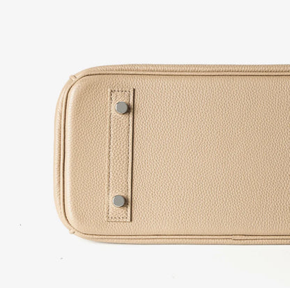 Women's Genuine Leather Fashion Handbag Top Handle Pure Color Casual Tote for Ladies Functional Commuting Shoulder Bags