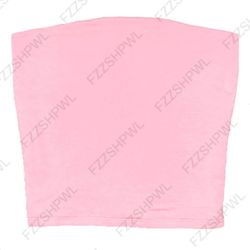 Solid Color Street Casual Versatile Women's Sleeveless Tube Top Tank Vest Retro Y2K Emo Girl Hip Hop Rock Slim Fit Sexy Crop Top