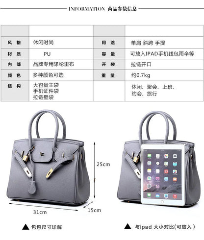 2025 new women's bag European and American fashion lychee pattern platinum bag oblique span shoulder women's handbag