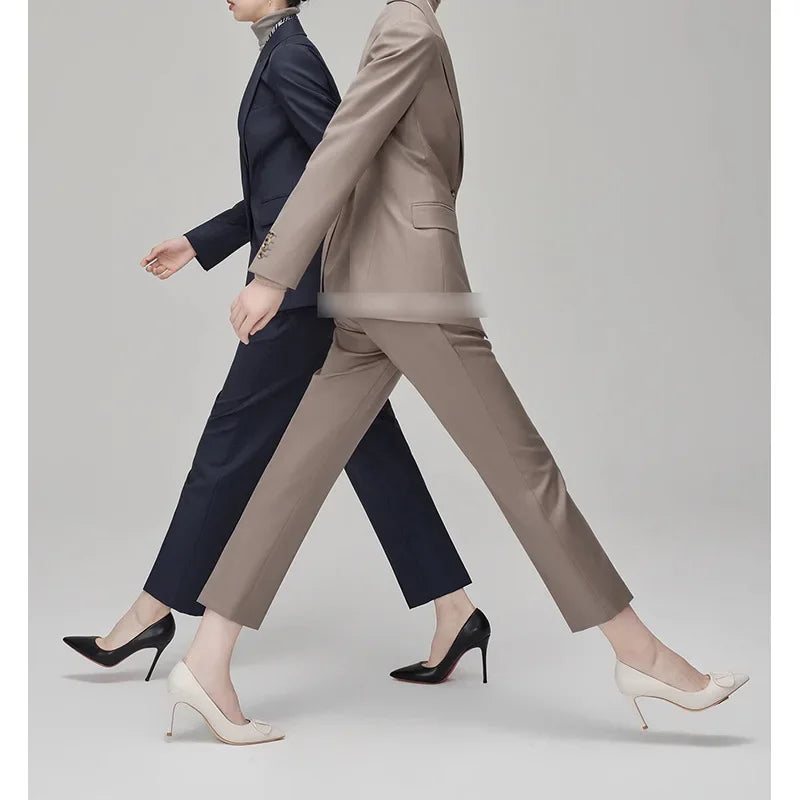 Women's Fashionable Three-Color Woolen Suit Set One Button Design Polyester Fiber Skirt Ensemble Autumn Collection