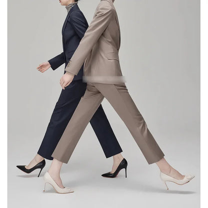 Women's Fashionable Three-Color Woolen Suit Set One Button Design Polyester Fiber Skirt Ensemble Autumn Collection