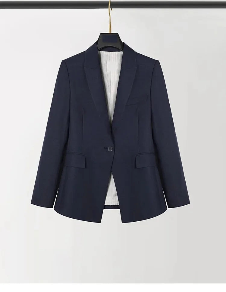 Women's Fashionable Three-Color Woolen Suit Set One Button Design Polyester Fiber Skirt Ensemble Autumn Collection