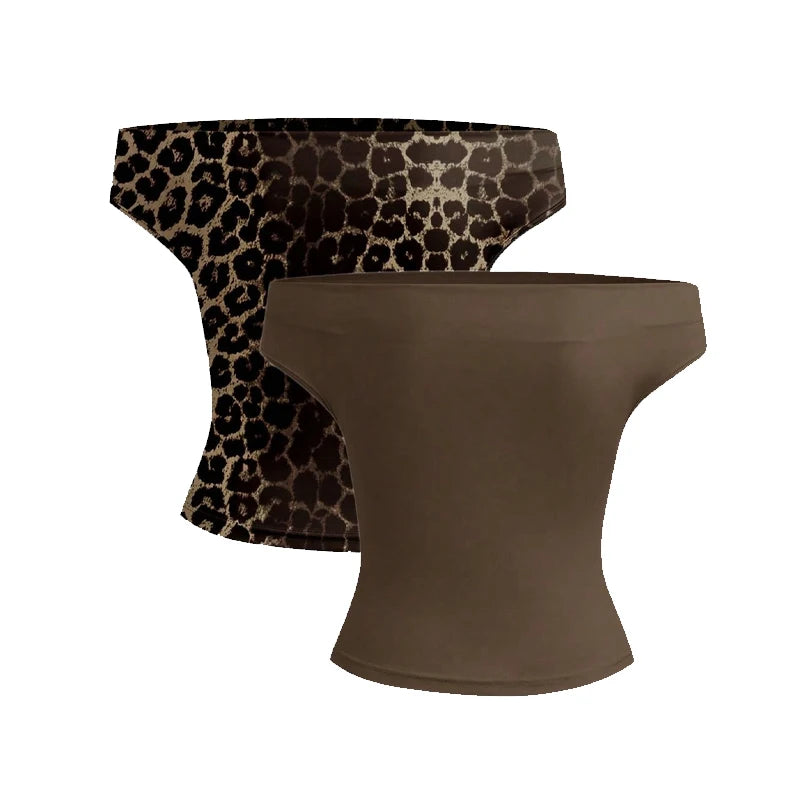 2 Piece Set Pleated Asymmetric Crop Top Woman T-shirts Strapless Top Female Sleeveless Sexy Tops Womens Cloth Fashion Streetwear