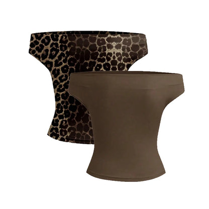 2 Piece Set Pleated Asymmetric Crop Top Woman T-shirts Strapless Top Female Sleeveless Sexy Tops Womens Cloth Fashion Streetwear