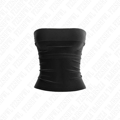 Solid Color Street Casual Versatile Women's Sleeveless Tube Top Tank Vest Retro Y2K Emo Girl Hip Hop Rock Slim Fit Sexy Crop Top