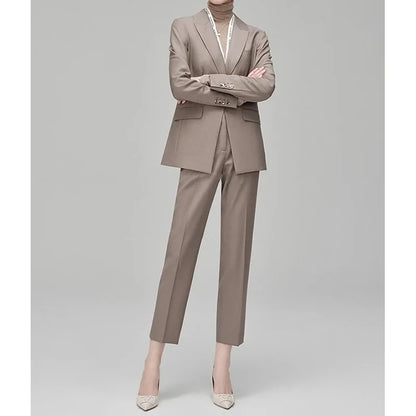 Women's Fashionable Three-Color Woolen Suit Set One Button Design Polyester Fiber Skirt Ensemble Autumn Collection