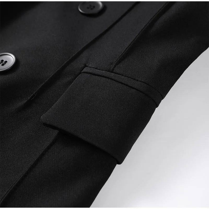 Elegant Blazer Pants Set Women Solid V-neck Long Sleeve Button Coat Wide Leg Trousers 2026 Spring Fashion Office Lady Outfits