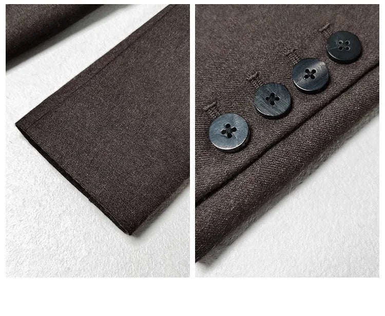 Pure Color 2025 New Style Woolen Suiting Set Quiet S Fashionable Commute Long Sleeve Women's Casual Suiting Ensemble