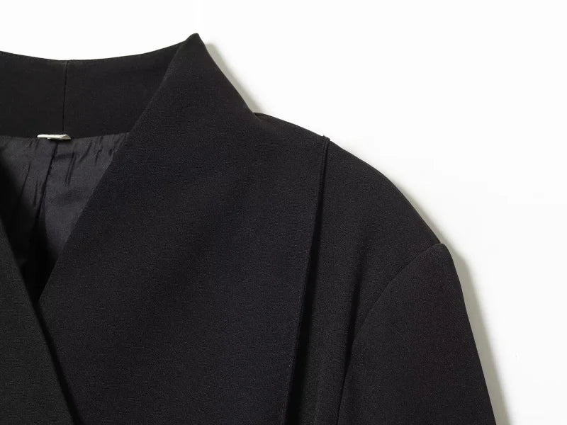 ETJ 2025 women's new fashion design three-dimensional cut high collar slim suit jacket & matching casual trousers