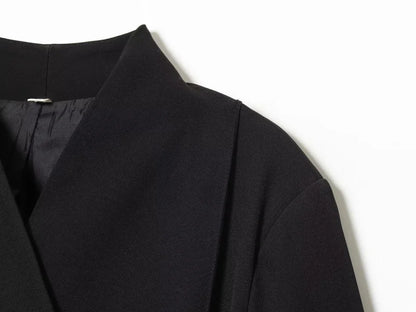 ETJ 2025 women's new fashion design three-dimensional cut high collar slim suit jacket & matching casual trousers