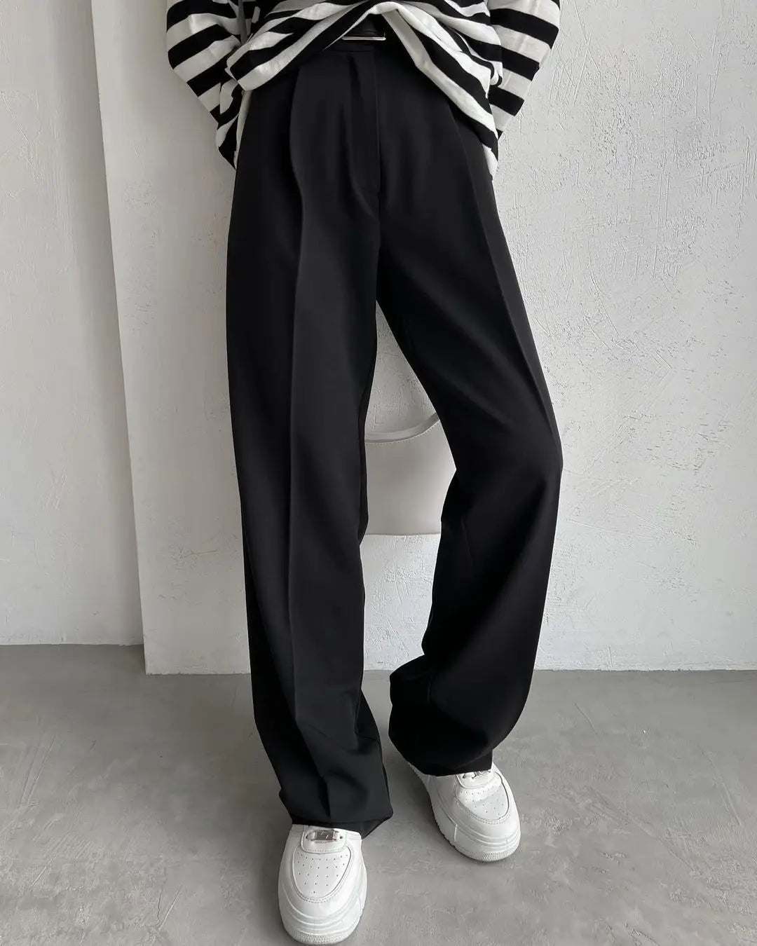 Classic Formal Straight Leg Pants Spring and Summer Women's Versatile Casual Wear Loose Fit Office Tourism Darp Wide Leg Pants