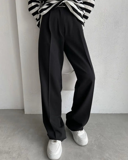 Classic Formal Straight Leg Pants Spring and Summer Women's Versatile Casual Wear Loose Fit Office Tourism Darp Wide Leg Pants
