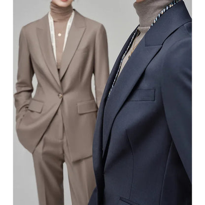 Women's Fashionable Three-Color Woolen Suit Set One Button Design Polyester Fiber Skirt Ensemble Autumn Collection