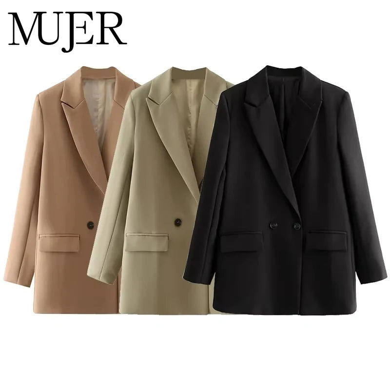 MUJER 2025 Women's Blazers New Office Casual Blazer Woman Straight Outerwears Fashion Women's Tailoring Blazers for Women Coats