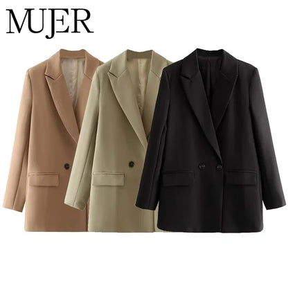 MUJER 2025 Women's Blazers New Office Casual Blazer Woman Straight Outerwears Fashion Women's Tailoring Blazers for Women Coats