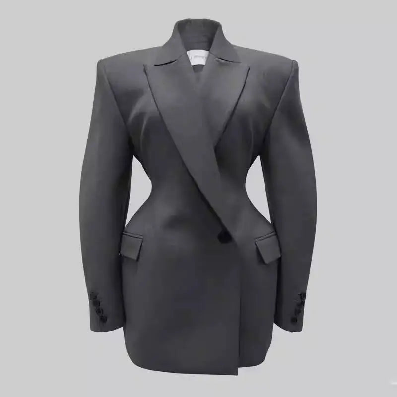 VTKW 2025 Spring Women's Single Button Long Sleeve Office Formal Jacket Career Chic Ladies Fashion Solid Color Casual for Women