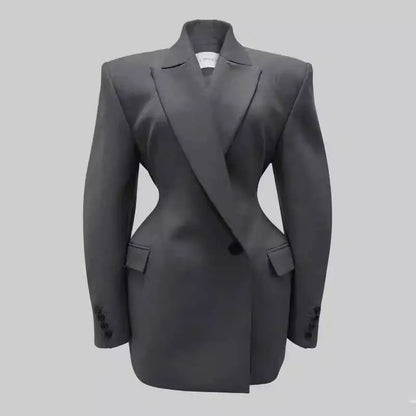 VTKW 2025 Spring Women's Single Button Long Sleeve Office Formal Jacket Career Chic Ladies Fashion Solid Color Casual for Women