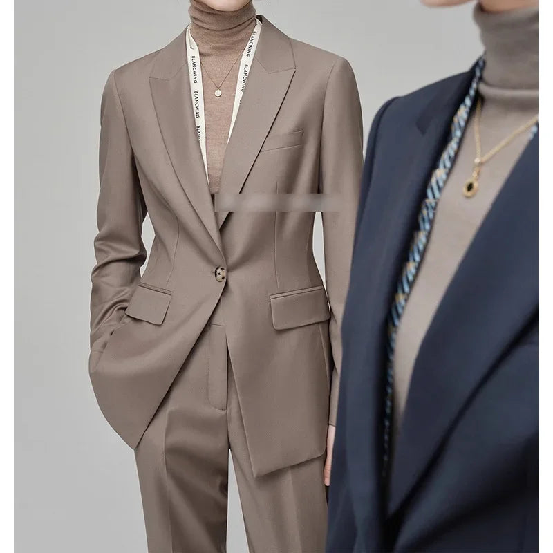 Women's Fashionable Three-Color Woolen Suit Set One Button Design Polyester Fiber Skirt Ensemble Autumn Collection