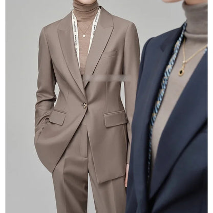 Women's Fashionable Three-Color Woolen Suit Set One Button Design Polyester Fiber Skirt Ensemble Autumn Collection