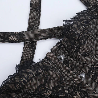 Women Fashion Elegant Lace See Through Skinny Mini Y2K Underwear Corset Crop Tops 2025 Sleeveless Sexy Club Slim Fit Tank Top