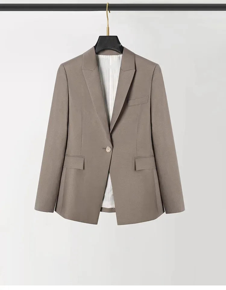 Women's Fashionable Three-Color Woolen Suit Set One Button Design Polyester Fiber Skirt Ensemble Autumn Collection