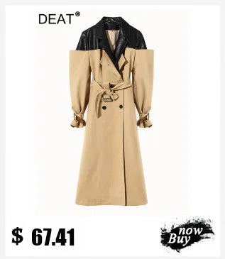 DEAT Fashion Blazer Women's Shawl Collar Solid Color Long Sleeves Single Button Suit Jackets New Tide 7AB8499