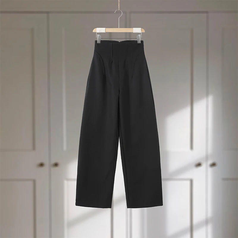 Elegant Blazer Pants Set Women Solid V-neck Long Sleeve Button Coat Wide Leg Trousers 2026 Spring Fashion Office Lady Outfits