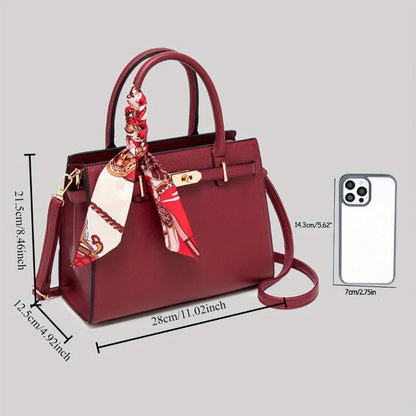 JIOMAY Women's PU Leather Solid Color Square Handbag Red Wedding Bag Lightweight Large Capacity Multi Layer Crossbody Bag