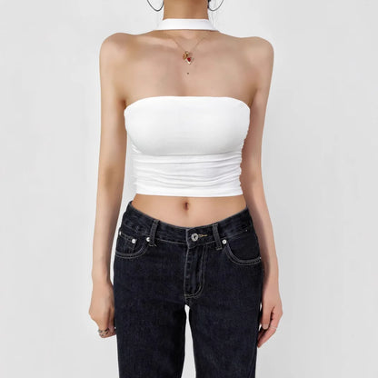 American Style 2025 Summer Multi-Wear Strapless Crop Top Women's Elastic Slim Fit Sexy Inner Short Wrap Chest Vest