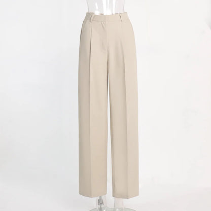 Classic Formal Straight Leg Pants Spring and Summer Women's Versatile Casual Wear Loose Fit Office Tourism Darp Wide Leg Pants