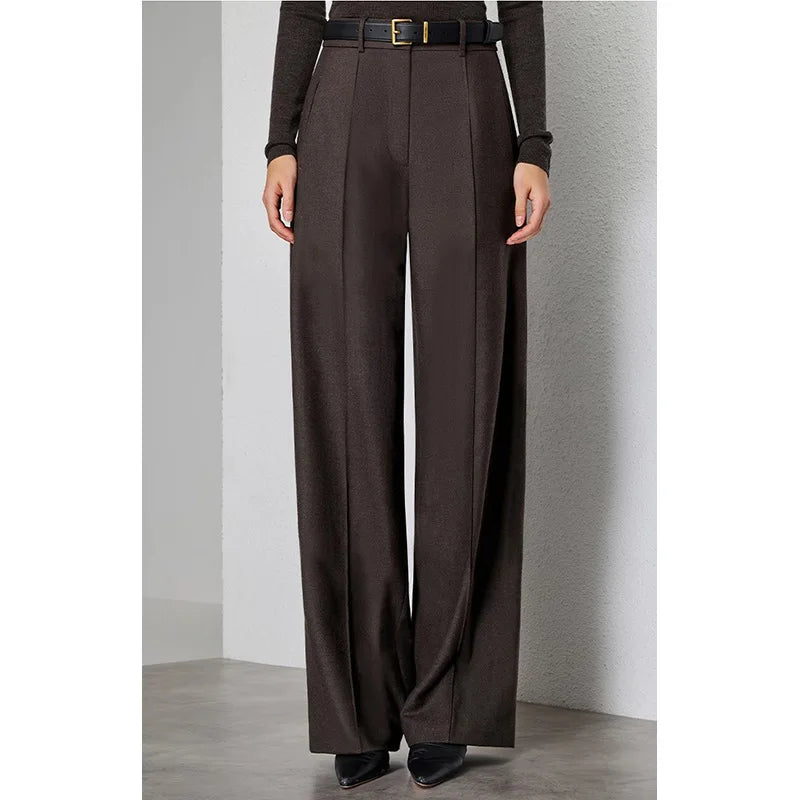 Pure Color 2025 New Style Woolen Suiting Set Quiet S Fashionable Commute Long Sleeve Women's Casual Suiting Ensemble