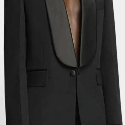 DEAT Fashion Blazer Women's Shawl Collar Solid Color Long Sleeves Single Button Suit Jackets New Tide 7AB8499