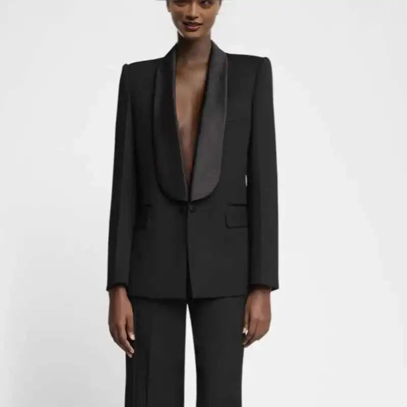 DEAT Fashion Blazer Women's Shawl Collar Solid Color Long Sleeves Single Button Suit Jackets New Tide 7AB8499