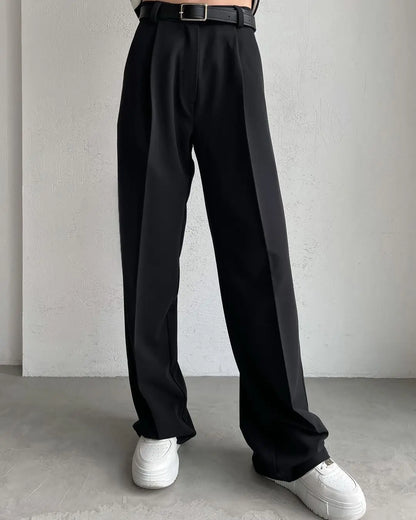 Classic Formal Straight Leg Pants Spring and Summer Women's Versatile Casual Wear Loose Fit Office Tourism Darp Wide Leg Pants