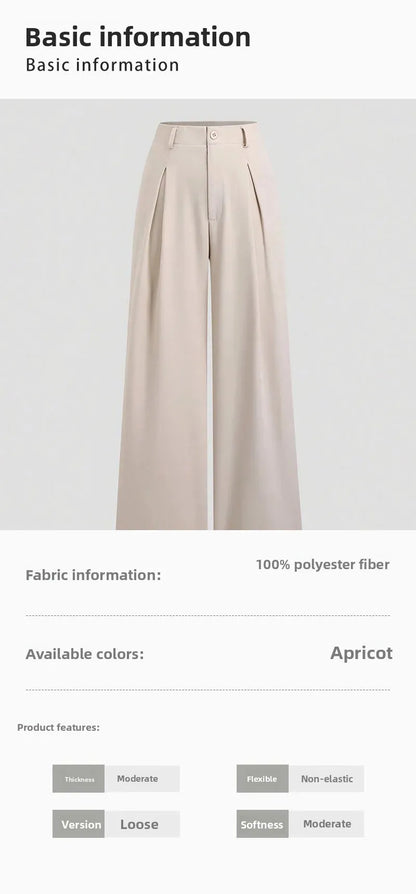 Slim Wide Leg Pants Draped Straight Cut Women's Versatile Summer Casual Suit Trousers High Waist Narrow Version Drapey