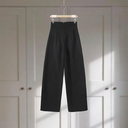 Elegant Blazer Pants Set Women Solid V-neck Long Sleeve Button Coat Wide Leg Trousers 2026 Spring Fashion Office Lady Outfits