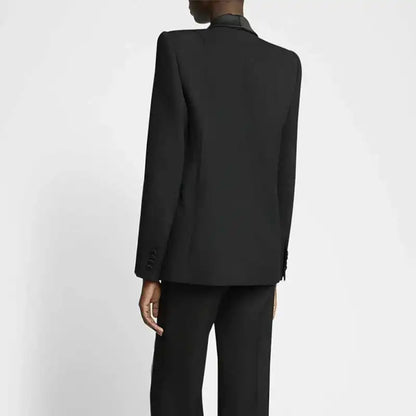 DEAT Fashion Blazer Women's Shawl Collar Solid Color Long Sleeves Single Button Suit Jackets New Tide 7AB8499