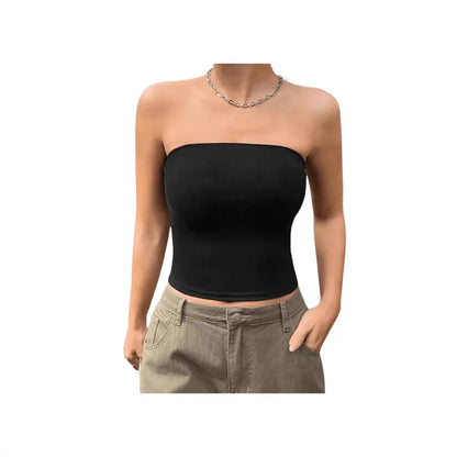 Sexy Short Crop Top Tube Vest Pure Desire High Level Design Cross-Border Women's Fashion Polyester Fiber Hot Sale Item