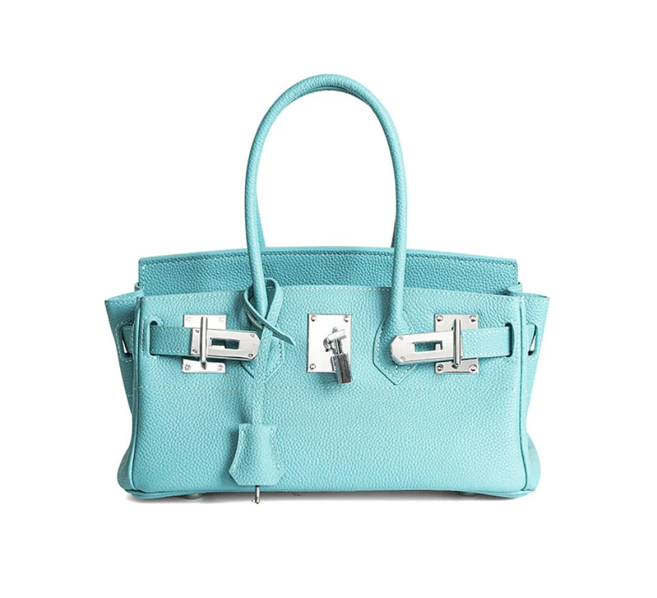 Women's Genuine Leather Fashion Handbag Top Handle Pure Color Casual Tote for Ladies Functional Commuting Shoulder Bags