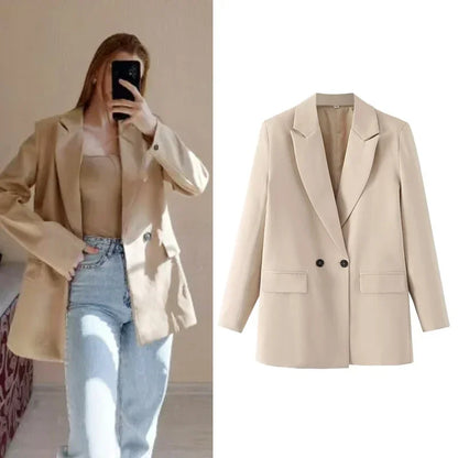MUJER 2025 Women's Blazers New Office Casual Blazer Woman Straight Outerwears Fashion Women's Tailoring Blazers for Women Coats