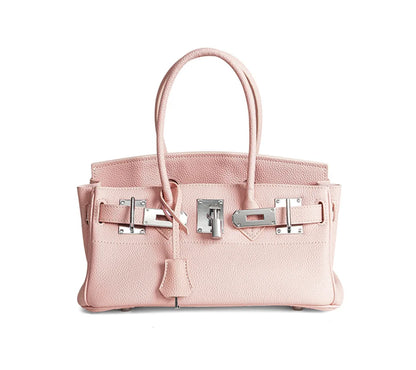 Women's Genuine Leather Fashion Handbag Top Handle Pure Color Casual Tote for Ladies Functional Commuting Shoulder Bags