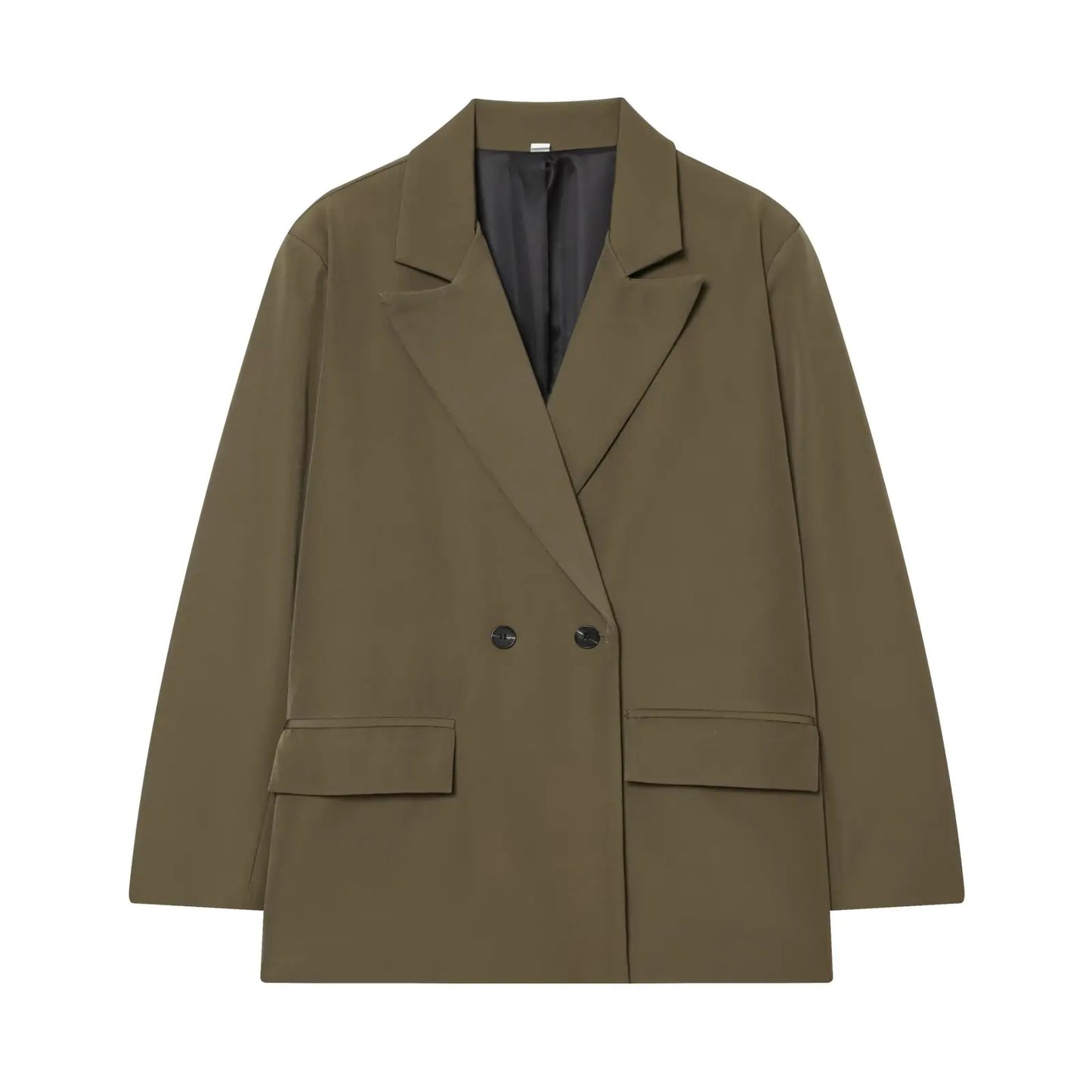 Faionable Double-breasted Suit Jaet Women's Autumn Winter New Arrival ZR Sle Loose Fit Long Sve Commute Busin Pol...