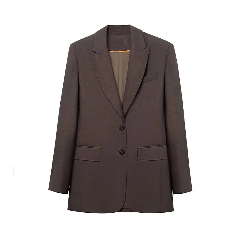 Pure Color 2025 New Style Woolen Suiting Set Quiet S Fashionable Commute Long Sleeve Women's Casual Suiting Ensemble