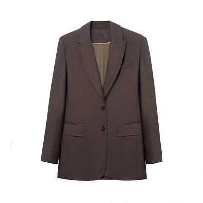 Pure Color 2025 New Style Woolen Suiting Set Quiet S Fashionable Commute Long Sleeve Women's Casual Suiting Ensemble